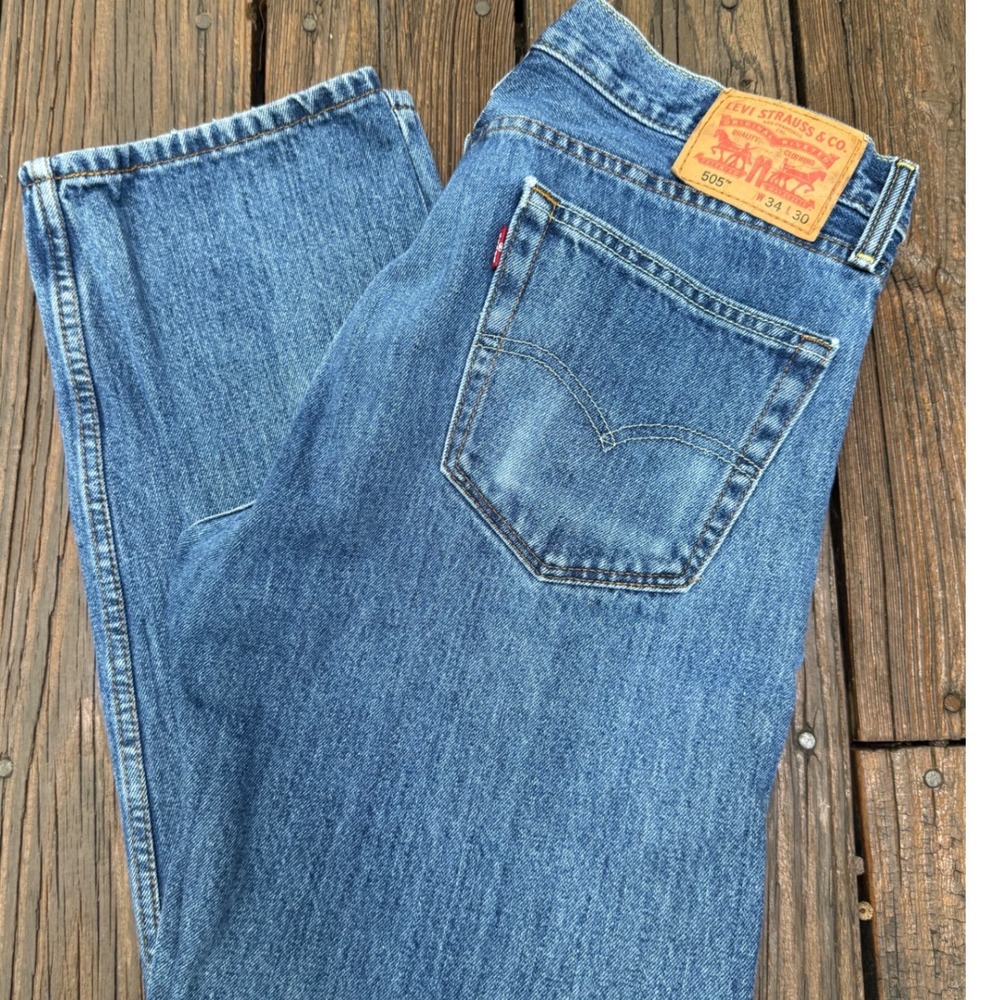 Levis 505 Regular Fit Straight Leg Mens Blue‎ Denim Jeans W34 L30 Medium Wash